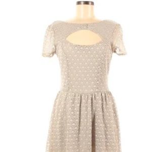 LC Lauren Conrad tan lace dress with cutout top